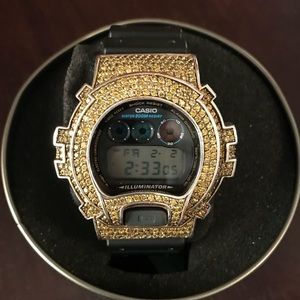 G-Shock (Casio) Complete in Yellow CZ Diamonds.